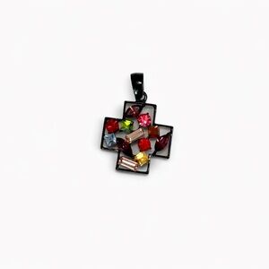 Multicolor Gemstone Cross Necklace